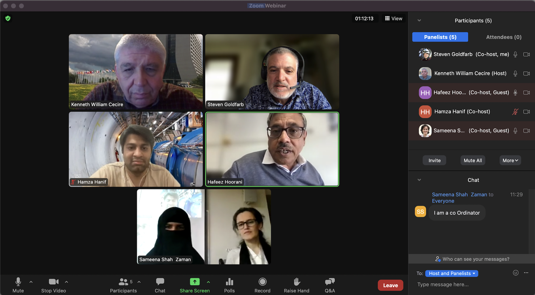 Captured screen of the first session on March 28th, Karachi, at the time of the video-conference